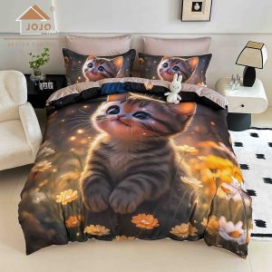 Lenjerie de Crăciun Pat Dublu cu Elastic - Imprimeu 5D 6 Piese