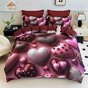 Lenjerie de Crăciun Pat Dublu cu Elastic - Imprimeu 5D 6 Piese