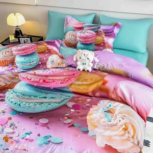 Lenjerie de Crăciun Pat Dublu cu Elastic - Imprimeu 5D 6 Piese - imagine 1