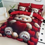 Lenjerie de Crăciun Pat Dublu cu Elastic - Imprimeu 5D 6 Piese - imagine 1