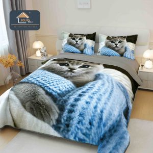 Set Cuvertura Pat Craciun 220×240 cm + 2 Fete Perna 50×70 cm 5D