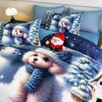 Lenjerie de Crăciun Pat Dublu cu Elastic - Imprimeu 5D 6 Piese - imagine 1