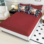 Lenjerie de Crăciun Pat Dublu cu Elastic - Imprimeu 5D 6 Piese - imagine 1