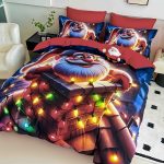 Lenjerie de Crăciun Pat Dublu cu Elastic - Imprimeu 5D 6 Piese - imagine 1