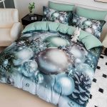 Lenjerie de Crăciun Pat Dublu cu Elastic - Imprimeu 5D 6 Piese - imagine 1