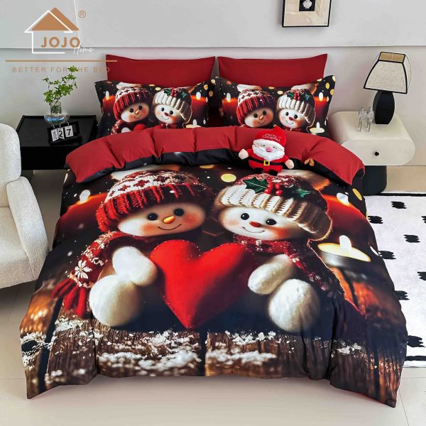 XMSE-5D-12-4-scaled Lenjerie de Crăciun Pat Dublu cu Elastic - Imprimeu 5D 6 Piese