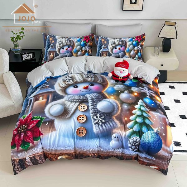 XMSE-5D-13-3-scaled Lenjerie de Crăciun Pat Dublu cu Elastic - Imprimeu 5D 6 Piese