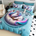 Lenjerie de Crăciun Pat Dublu cu Elastic - Imprimeu 5D 6 Piese - imagine 1