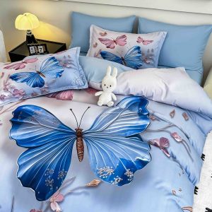 Lenjerie de Crăciun Pat Dublu cu Elastic - Imprimeu 5D 6 Piese - imagine 1