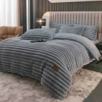 Lenjerie Pat Dublu Cocolino Pufoasa 4 Piese Gri - imagine 1