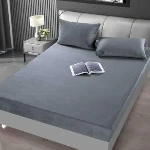 Husa cu elastic Catifea 180×200 cm + 2 Fete de perna Antracit