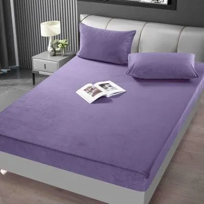 nfx-pi2umymopl3c6ci Husa cu elastic Catifea 180×200 cm + 2 Fete de perna Mov