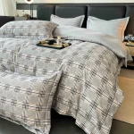 Lenjerie Pat Dublu cu Elastic Bumbac Finet 4 Piese Cutie Cadou - imagine 1