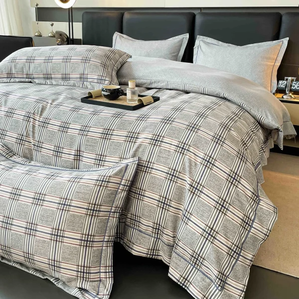 Lenjerie Pat Dublu cu Elastic Bumbac Finet 4 Piese Cutie Cadou - imagine 1