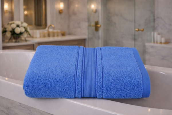 Prosop baie bumbac 50x90cm 600g/mp bleu