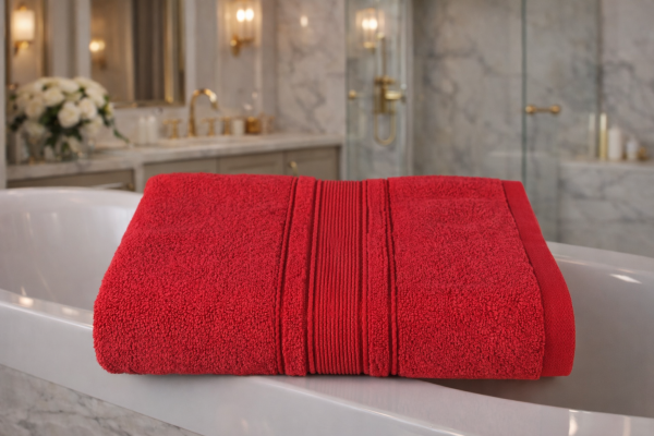 Prosop baie bumbac 50x90cm 600g/mp rosu